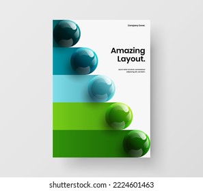 Abstract 3D spheres catalog cover illustration. Original poster A4 design vector template.