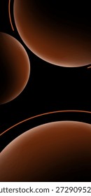 Abstract 3D Spheres With Glowing Orange Lines On Dark Background