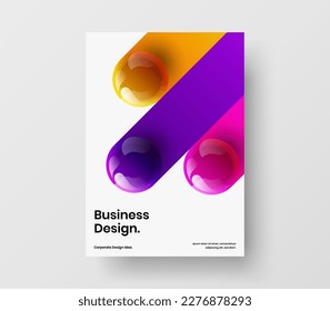 Abstract 3D spheres handbill illustration. Original magazine cover A4 vector design template.