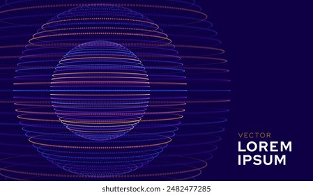 Abstract 3D Spheres Inside Bigger Spheres. Futuristic Technology Style. Vector Illustration. Futuristic Astronomy Science Abstract Solar System Tech HUD Backdrop.