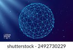 Abstract 3D Spheres of Neon Dots and Stripes. Global Network Connection. Abstract Atom. Physics Science Concept. Tech Science Vector Illustration.