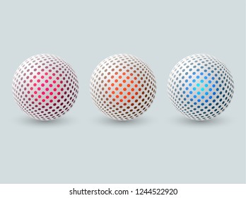 Abstract 3d spheres set. Decorative balls for design. Vector illustration.
