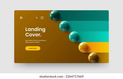 Abstract 3D spheres website screen layout. Creative company cover vector design concept.