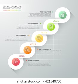 Abstract 3d spiral infographic template 5 steps, can be used for workflow layout, diagram, number options, graphic or website layout.