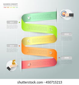 Abstract 3d spiral infographic template, Business concept 5 options can be used for workflow layout, diagram, number options, timeline or milestones project.