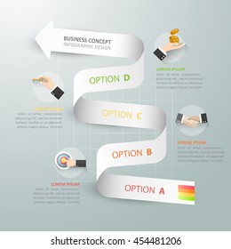 Abstract 3d spiral infographic template, Business concept 4 options can be used for workflow layout, diagram, number options,