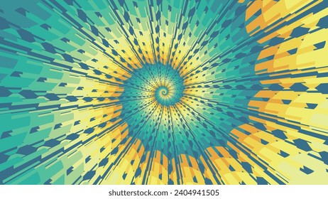 Abstract 3d spiral rainbow color spinning background.