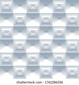 Abstract 3d square mosaic shapes seamless pattern background, vector design.