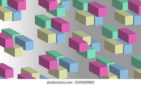 Abstracte 3d vierkante vorm kleuren op de achtergrond. 3D kubus achtergrond op grijze achtergrond.