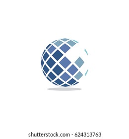 abstract 3d square sphere icon logo