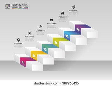 Abstract 3d stairs. Infographic or timeline template. Vector illustration