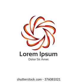 Abstract 3d star flower logo. Arrow loop logo vector.