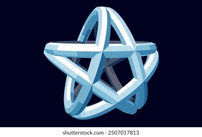 Abstract 3D star from group torus on dark background. Vector logo.