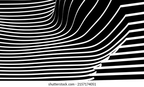 Abstract 3d Strip Line, Concept For Parametric Architecture Wall Panel, Vector Eps.