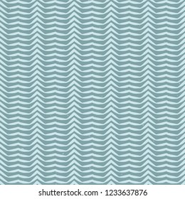 Abstract 3D Stripes Rustic Texture Seamless Vector Pattern. Hand Drawn Water Wavy Lines Background Illustration for Trendy Home Decor, Masculine Fashion Prints, Wallpaper, Textiles. Retro Teal Blue