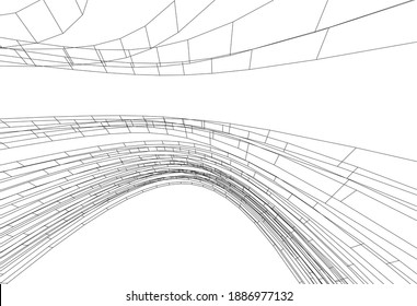 abstract 3d structure architectural drawing