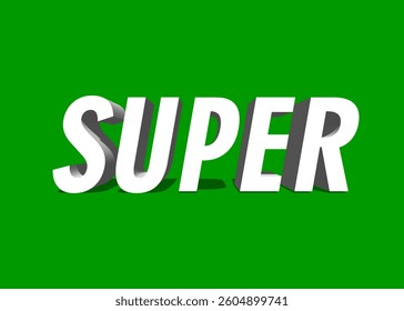 Abstract 3D Super Text Effect Design Green Background