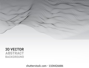 Abstract 3d surface. Distortion of space and matter. Modern technology for designing volume objects.
