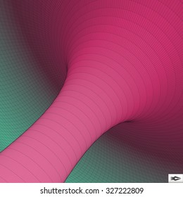 Abstract 3d Surface Looks Like Funnel. Mosaic. Futuristic Technology Style. Perspective Grid Background Texture. Vector Illustration.