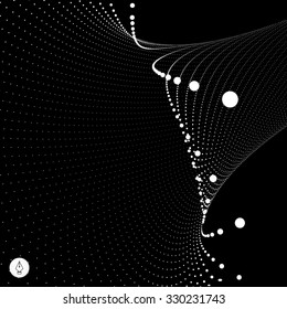 Abstract 3d Surface Looks Like Funnel. Futuristic Technology Style. Perspective Grid Background Texture. Vector Illustration.