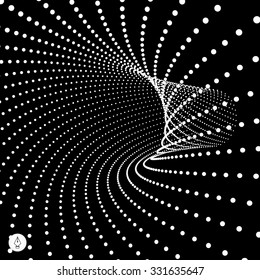 Abstract 3d Surface Looks Like Funnel. Futuristic Technology Style. Perspective Grid Background Texture. Vector Illustration.