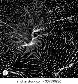 Abstract 3d Surface Looks Like Funnel. Futuristic Technology Style. Perspective Grid Background Texture. Vector Illustration.