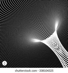 Abstract 3d Surface Looks Like Funnel. Futuristic Technology Style. Perspective Grid Background Texture. Vector Illustration.