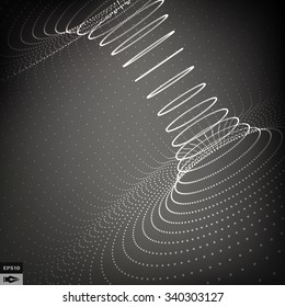 Abstract 3d Surface Looks Like Funnel. Futuristic Technology Style. Perspective Grid Background Texture. Vector Illustration.
