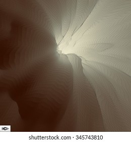 Abstract 3d Surface Looks Like Funnel. Mosaic. Futuristic Technology Style. Perspective Grid Background Texture. Vector Illustration.