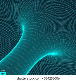 Resumen La Superficie 3d Parece Embudo. Estilo Tecnológico Futurista. Textura de fondo de cuadrícula de perspectiva. Ilustración vectorial.