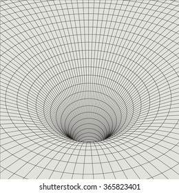 Abstract 3d Surface Looks Like Funnel. Futuristic Technology Style. Perspective Grid Background Texture. Vector Illustration.