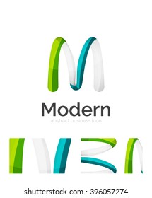 Abstract 3d swirl ribbon logo template with business card corporate identity design. Vector illustration