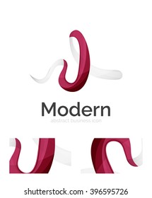 Abstract 3d swirl ribbon logo template with business card corporate identity design. Vector illustration