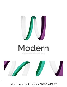 Abstract 3d swirl ribbon logo template with business card corporate identity design. Vector illustration