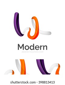 Abstract 3d swirl ribbon logo template with business card corporate identity design. Vector illustration