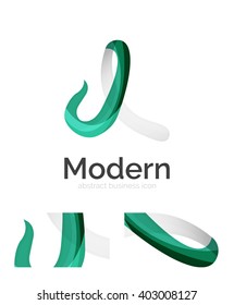 Abstract 3d swirl ribbon logo template with business card corporate identity design. Vector illustration