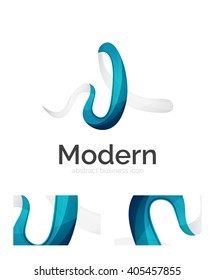Abstract 3d swirl ribbon logo template with business card corporate identity design. Vector illustration