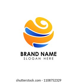 abstract 3d swirls globe logo design. Suitable for technology, travel, and business logo icon.