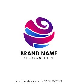 abstract 3d swirls globe logo design. Suitable for technology, travel, and business logo icon.