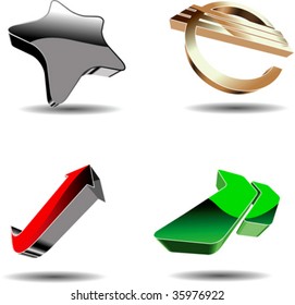 Abstract 3D symbols. Vector illustration.