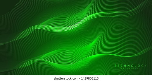 Abstract 3d technology and science green neon visualization. Blockchain and cryptocurrency. Digital wallpaper. Business concept. Big data and artificial intelligence. Rendering computer virtual realit