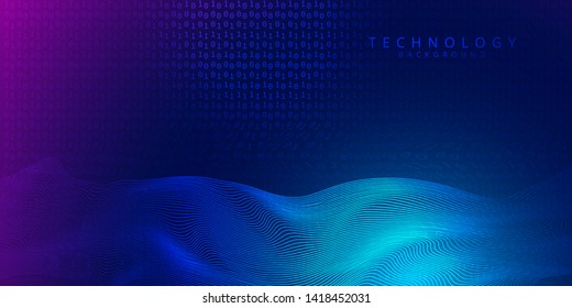 Abstract 3d technology and science neon visualization. Blockchain and cryptocurrency. Digital wallpaper. Business concept. Big data and artificial intelligence. Rendering computer virtual reality