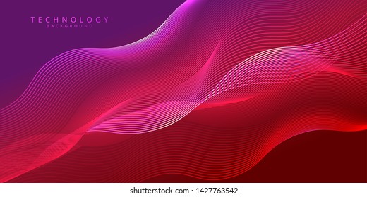 Abstract 3d technology and science red neon visualization. Blockchain and cryptocurrency. Digital wallpaper. Business concept. Big data and artificial intelligence. Rendering computer virtual reality
