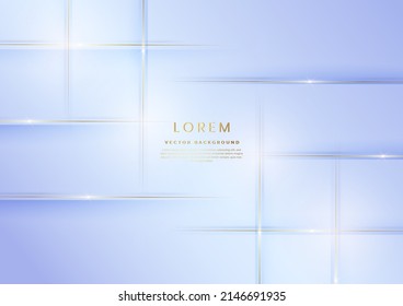Resumen de la plantilla 3d fondo azul claro con líneas doradas chispa diagonal con espacio de copia para texto. Estilo de lujo. Ilustración del vector