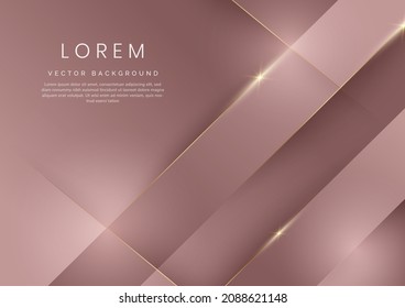 Resumen plantilla 3D de gradiente de oro rosa diagonal geométrica solapada con líneas doradas. Moderno y de lujo. Puede usar para publicidad, afiche, plantilla, presentación comercial. Ilustración del vector