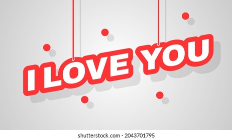 Abstract 3D Text I Love You Colored Speech Vector Design Style Ilustration Template Background