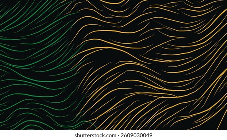 Abstract 3d textured wave gold and green color lines shape simple background design
