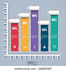 Abstract 3D torn paper Infographic