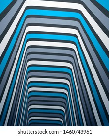 Abstract 3D trendy modern lines in perspective vector background, dimensional design cool element, funky style layout for ads posters banners and covers, perfect abstraction.