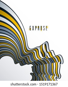 Abstract 3D trendy modern lines in perspective vector background, dimensional design cool element, funky style layout for ads posters banners and covers, perfect abstraction.